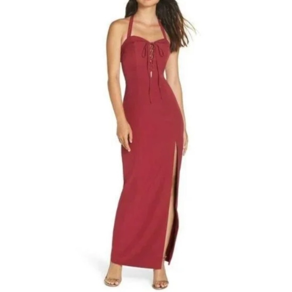 New WAYF The Sydney Halter Dark Pink Dress Size Extra Large